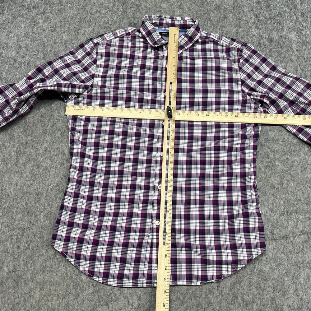 Banana Republic Shirt Mens Medium Purple Plaid Grant Fit Custom 078 Cotton Work